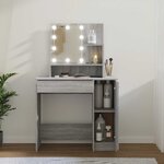 vidaXL Coiffeuse avec LED Sonoma gris 86 5x35x136 cm