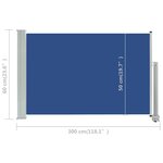 vidaXL Auvent latéral rétractable de patio 60x300 cm Bleu
