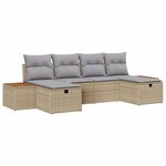 vidaXL Ensemble de canapé de jardin 6 Pièces Beige Poly rotin