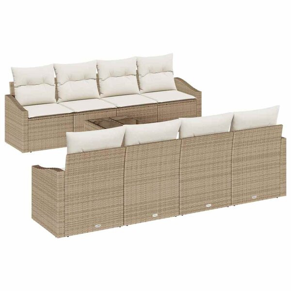 vidaXL Ensemble de Canapés avec coussin 9 Pièces Beige et crème polyrotin