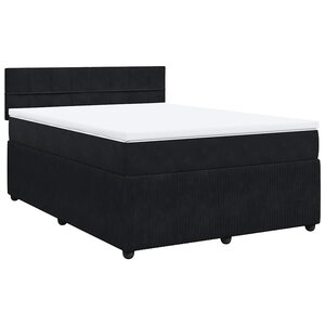 vidaXL Sommier à lattes de lit et matelas Noir 160x200 cm Velours
