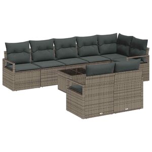 vidaXL Ensemble de canapé de jardin avec coussin 9 Pièces Gris clair