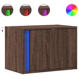 vidaXL Tables de chevet murales avec lumières LED 2 Pièces chêne marron
