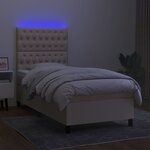 vidaXL Sommier à lattes de lit et matelas et LED Crème 90x190 cm Tissu