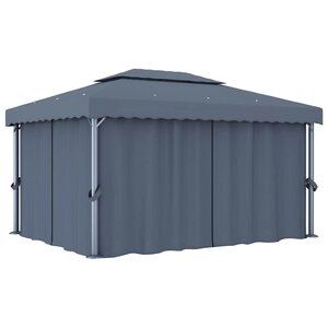 vidaXL Tonnelle avec rideau 4x3 m Anthracite Aluminium