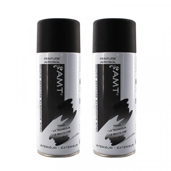 Lot de 2 bombes de peinture - noir mat - amt