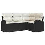 vidaXL Ensemble de canapé de jardin avec coussin 4 Pièces Noir Poly rotin