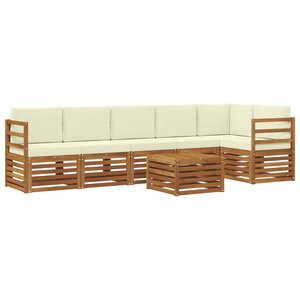 vidaXL Ensemble de canapé d'angle avec coussin 7 Pièces Naturel et Crème
