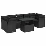 vidaXL Salon de jardin 8 Pièces avec coussins noir résine tressée
