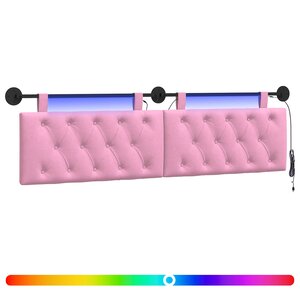 vidaXL Tête de lit suspendue Avec lumière LED Rose Tissu