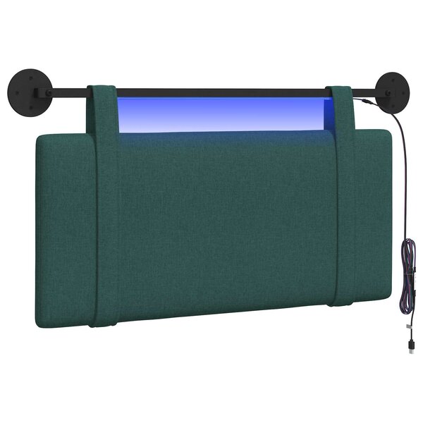 vidaXL Tête de lit suspendue Vert foncé Tissu