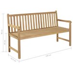 Vidaxl banc de jardin et coussin à motif de feuilles 150cm teck massif