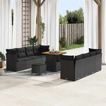 vidaXL Ensemble de canapé de jardin 11 Pièces Noir 80 x 80 x 71 cm