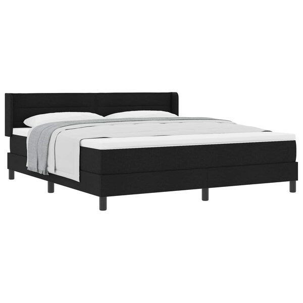 vidaXL Lit à ressorts avec tête de lit Noir 200 x 180 cm tissu