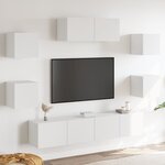 vidaXL Ensemble de meubles TV 7 Pièces Blanc Bois d'ingénierie