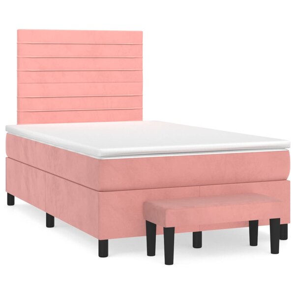 vidaXL Sommier à lattes de lit avec matelas Rose 120x200 cm Velours