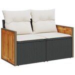 vidaXL Ensemble de canapé de jardin avec coussin 8 Pièces Noir et Crème