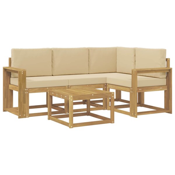 vidaXL Ensemble de canapés d'extérieur 5 Pièces Blanc et Beige