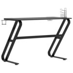 Bureau table poste de travail meuble d'ordinateur informatique étude de jeu avec pieds en forme de ZZ 110 x 60 x 75 cm noir 02_0023773