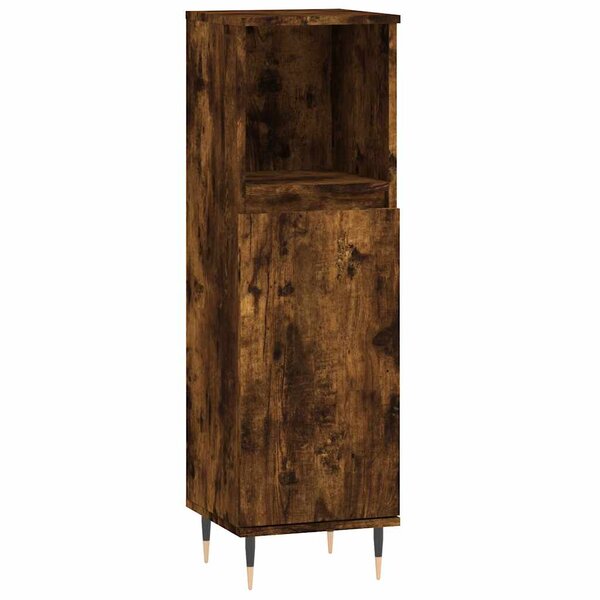 vidaXL Armoire de bain chêne fumé 30x30x100 cm bois d'ingénierie