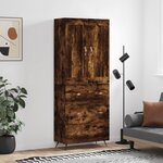 vidaXL Buffet haut Chêne fumé 69 5x34x180 cm Bois d'ingénierie