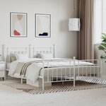 vidaXL Cadre de lit métal avec tête de lit/pied de lit blanc 183x213cm