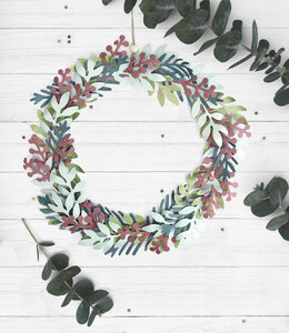 Création Couronne de Noël en papier cartonné Tons verts 20 cm