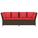 vidaXL Canapé de jardin avec coussins marron résine tressée