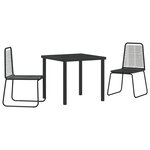 vidaXL Ensemble de Salle à Manger de Jardin 3 Pièces Noir