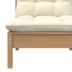 vidaXL Canapé central de jardin avec coussins Marron miel Bois de pin