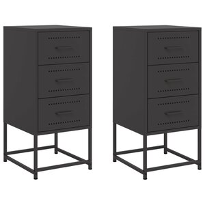 vidaXL Tables de chevet 2 Pièces noir 36x39x78 cm acier