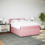 vidaXL Sommier à lattes de lit avec matelas Rose 160x200 cm Velours