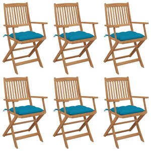 vidaXL Chaises pliables de jardin lot de 6 avec coussins Bois d'acacia