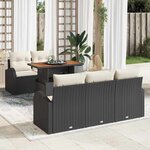 vidaXL Ensemble de canapé de jardin avec coussin 6 Pièces Noir et crème