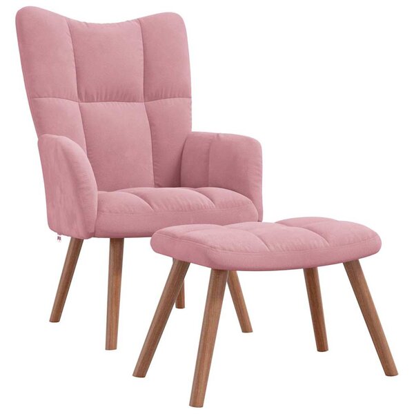 vidaXL Chaise de relaxation avec repose-pied Rose Velours