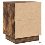 vidaXL Table de chevet avec lumières LED Chêne fumé 39x34 5x50 cm