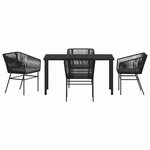 vidaXL Ensemble de salle à manger pour jardin 5 Pièces Noir Poly rotin