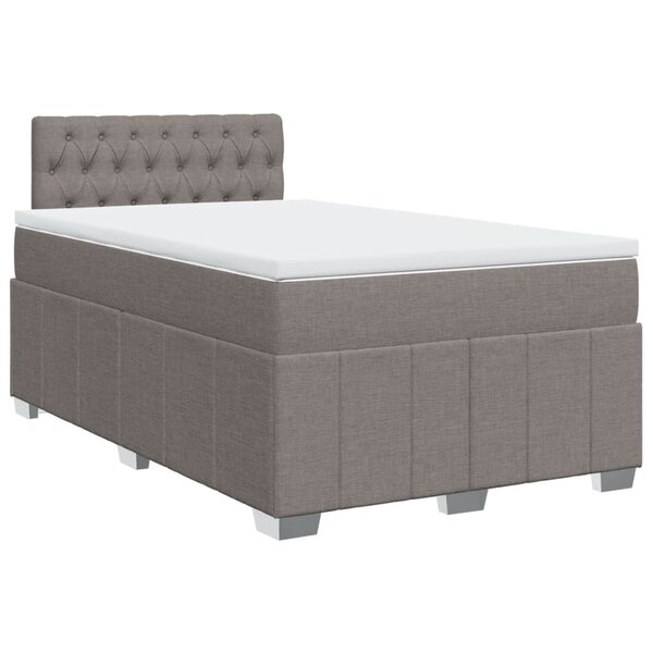 vidaXL Sommier à lattes de lit avec matelas taupe 120x190 cm tissu