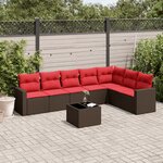 vidaXL Salon de jardin 8 Pièces avec coussins marron résine tressée