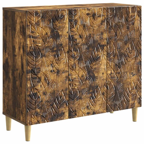 vidaXL Buffet Chêne fumé 89 x 34 5 x 80 cm Bois d'ingénierie