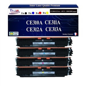 T3AZUR -4x Toners compatibles avec CE310A CE311A CE312A CE313A 126A pour HP LaserJet Pro CP1020 CP1025 CP1025NW TopShot M275