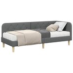 vidaXL Cadre de lit d'angle avec matelas Gris foncé 80 x 200 cm tissu