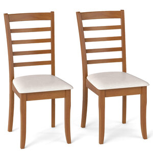Lot de 2 chaises de salle à manger 44 x 56 x 96 cm assise rembourrée confort design moderne en bois d'hévéa beige 20_0011786