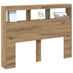 vidaXL Armoire tête de lit avec LED chêne artisanal 140x17x102 cm