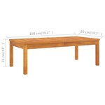 vidaXL Table basse 100x50x33 cm bois d'acacia massif