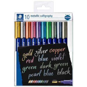 Etui de 10 marqueurs permanents metallic calligraphy staedtler