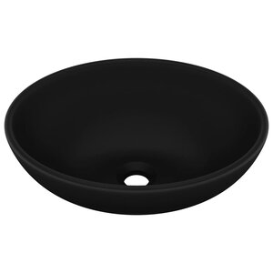vidaXL Lavabo ovale de luxe Noir mat 40x33 cm Céramique