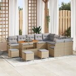Ensemble de Canapé de Jardin vidaXL 13 Pièces avec Coussins Beige Rattan Poly Acacia