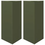 vidaXL Jardinières 2 Pièces vert olive triangulaire 40x34 5x70 cm acier