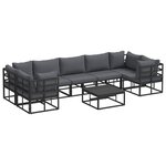 vidaXL Ensemble de canapé de jardin avec coussin 8 Pièces Noir Aluminium